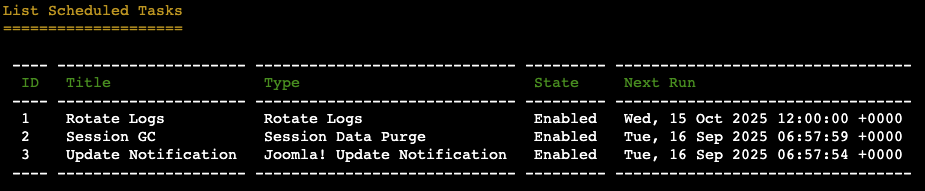 september CLI Scheduled Tasks
